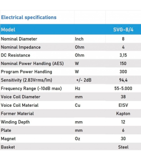 SVG-8/4 WOOFER 8" 4 Ohm