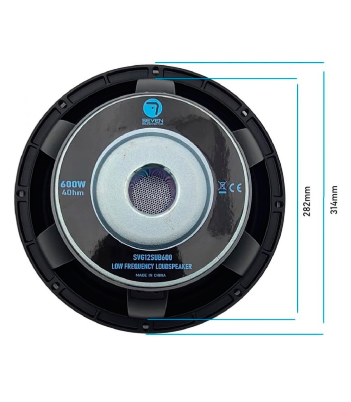 SVG12SUB600/8 SUBWOOFER 12" ALTAVOZ PROFESIONAL 8 Ohm 600W AES 1200W PEAK