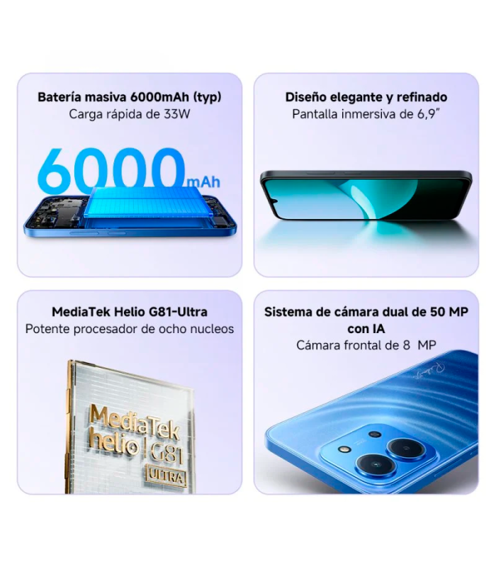 Xiaomi Redmi 15C 4GB 128GB 6.9" 120Hz Batería 6000mAh Carga Rápida 33W (Azul)