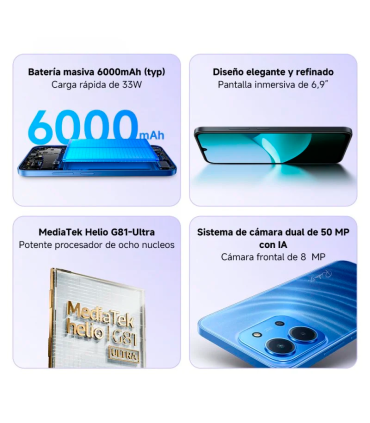 Xiaomi Redmi 15C 4GB 128GB 6.9" 120Hz Batería 6000mAh Carga Rápida 33W (Azul)