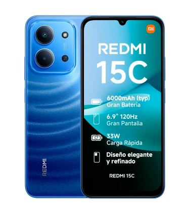 Xiaomi Redmi 15C 4GB 256GB 6.9" 120Hz Batería 6000mAh Carga Rápida 33W (Azul)