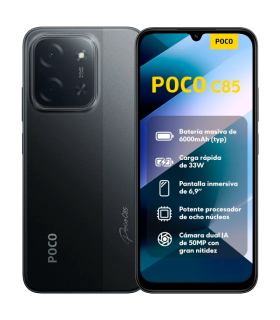 POCO C85 8GB 256GB 6.9" 120Hz Dual SIM 4G 6000mAh 33W 50MP IP64 Android 15 (Negro)