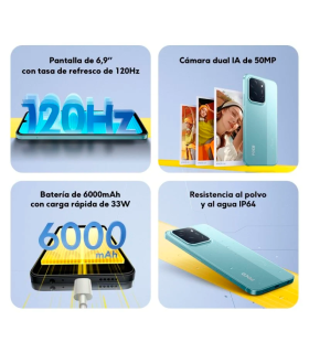 POCO C85 8GB 256GB 6.9" 120Hz Dual SIM 4G 6000mAh 33W 50MP IP64 Android 15 (Morado)