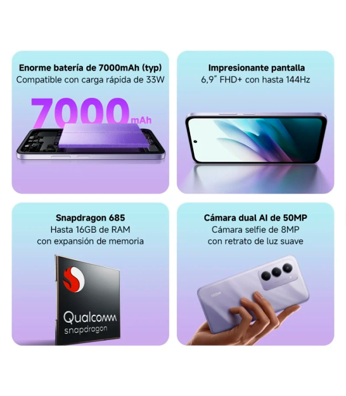 Xiaomi Redmi 15 4G 8GB 256GB 6.9" FHD+ 144Hz 7000mAh Dual SIM NFC (Gris titán)