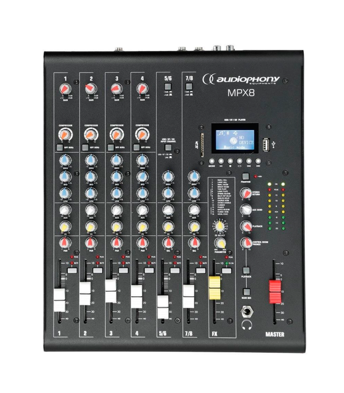 MPX-8 MESA DE MEZCLAS 8CH DSP USB SD BLUETOOTH AUDIOPHONY