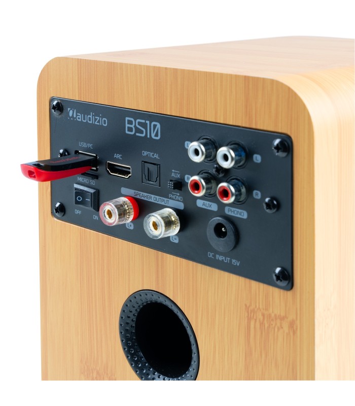 AUDIZIO BS10 ALTAVOCES ACTIVO + PASIVO DE ESTANTERÍA 40W Rms BT 4" (Bamboo)
