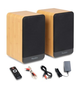 AUDIZIO BS10 ALTAVOCES ACTIVO + PASIVO DE ESTANTERÍA 40W Rms BT 4" (Bamboo)