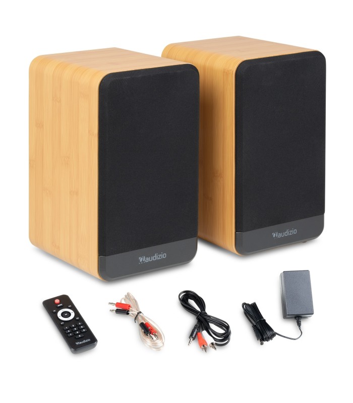 AUDIZIO BS10 ALTAVOCES ACTIVO + PASIVO DE ESTANTERÍA 40W Rms BT 4" (Bamboo)