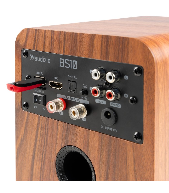 AUDIZIO BS10 ALTAVOCES ACTIVO + PASIVO DE ESTANTERÍA 40W Rms BT 4" (Madera)