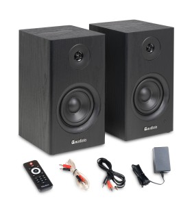 AUDIZIO BS15 ALTAVOCES ACTIVO + PASIVO DE ESTANTERÍA 30W Rms BT 4" (Negro)