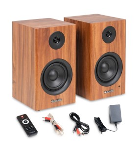 AUDIZIO BS15 ALTAVOCES ACTIVO + PASIVO DE ESTANTERÍA 30W Rms BT 4" (Madera)