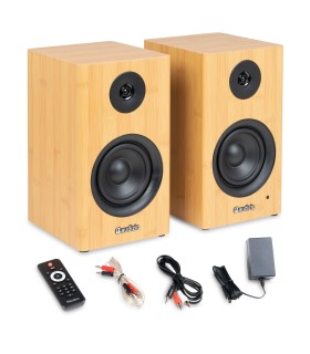 AUDIZIO BS15 ALTAVOCES ACTIVO + PASIVO DE ESTANTERÍA 30W Rms BT 4" (Bamboo)