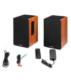AUDIZIO KS01 ALTAVOCES ACTIVO + PASIVO DE ESTANTERÍA 40W Rms BT 4" (Madera y Negro)