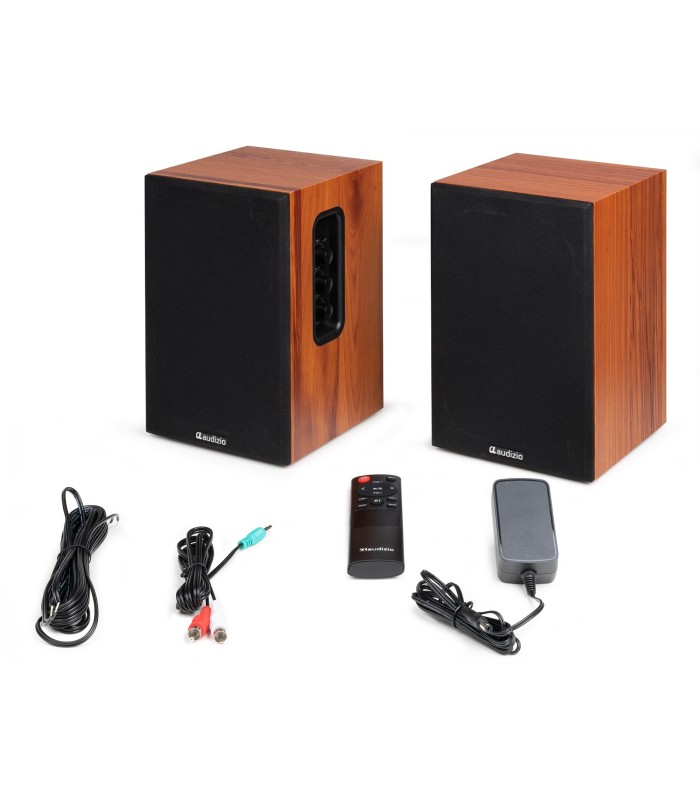 AUDIZIO KS02 ALTAVOCES ACTIVO + PASIVO DE ESTANTERÍA 40W Rms BT 4" (Madera)