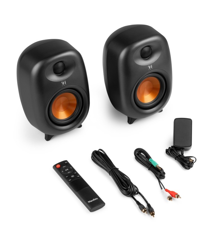 AUDIZIO RS80 ALTAVOCES ACTIVO + PASIVO DE ESTANTERÍA 80W Rms BT 4" (Negro)