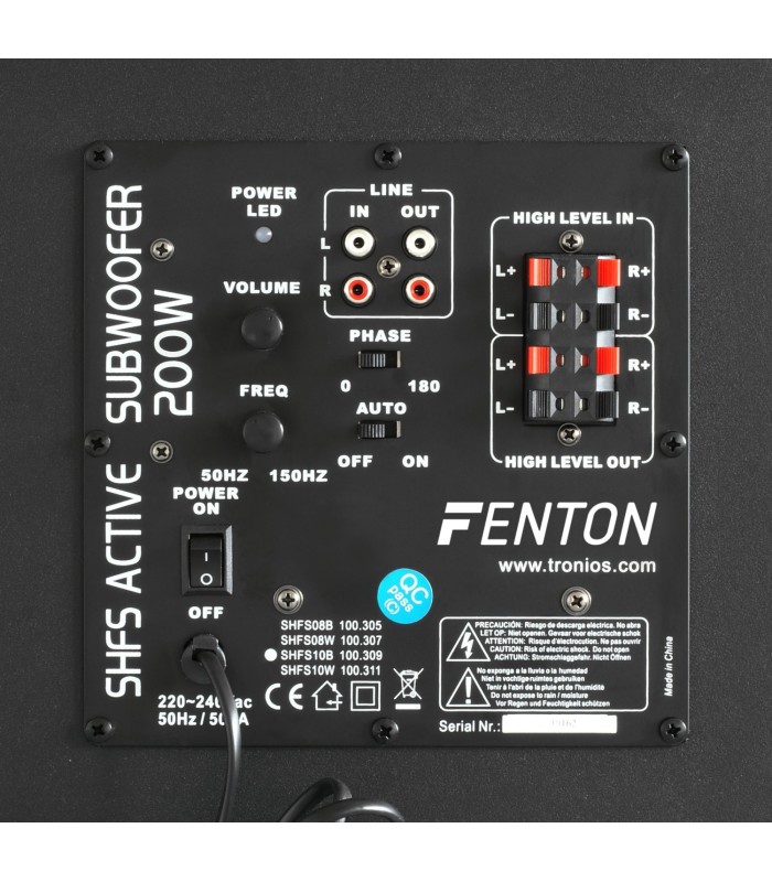 FENTON SHFS10B SUBWOOFER ACTIVO 10" 100W Rms (Negro)