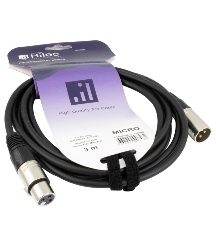 CABLE XLR MACHO A XLR HEMBRA 3m HILEC