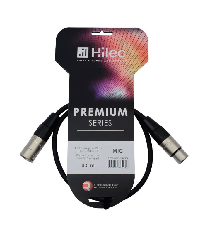 CABLE XLR MACHO A XLR HEMBRA 0.5m PREMIUM HILEC