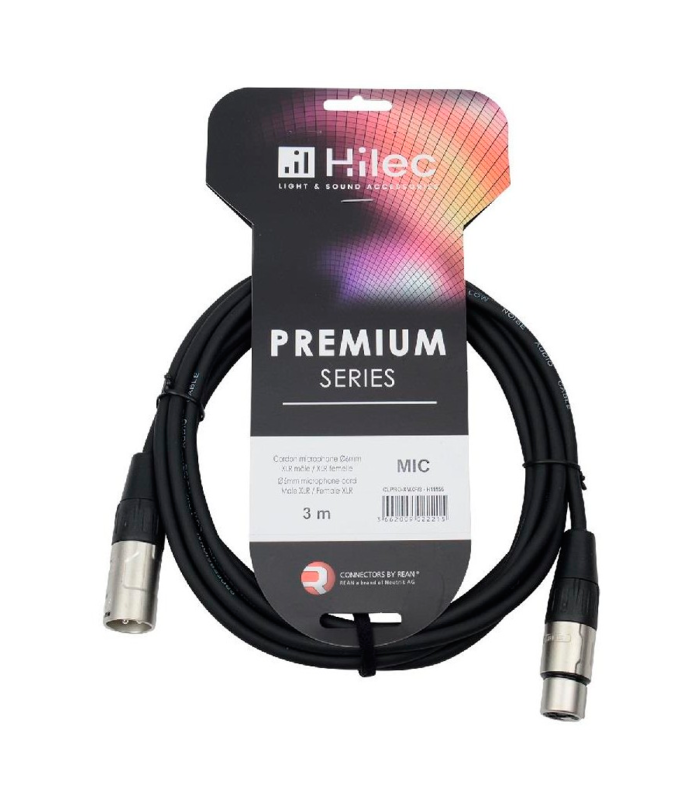 CABLE XLR MACHO A XLR HEMBRA 3m PREMIUM HILEC