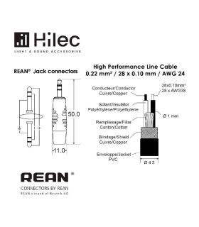 CABLE 1 MINI JACK 3.5 MACHO ST A 1 MINI JACK ST 3m PREMIUM HILEC