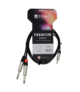 CABLE 1 MINI JACK 3.5 ST A 2 JACK 6.3 MONO 1.5m PREMIUM HILEC
