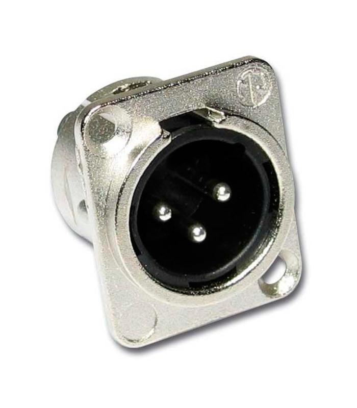 CONECTOR XLR 3P MACHO BASE CROMADO HILEC