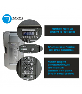 SV12APRO-TWS-ASP ALTAVOZ ACTIVO 12" 340W RMS ASP BLUETOOTH TWS