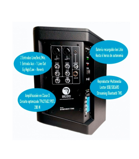 SV8EVENT-TWS ALTAVOZ ACTIVO 8" CON BATERÍA 100W RMS BLUETOOTH TWS