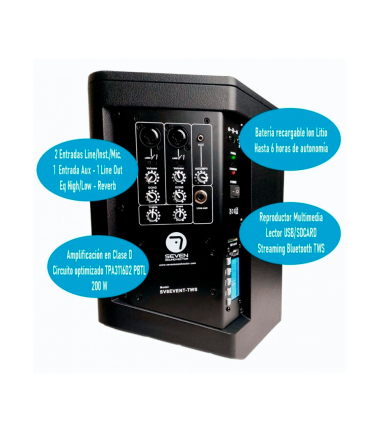 SV8EVENT-TWS ALTAVOZ ACTIVO 8" CON BATERÍA 100W RMS BLUETOOTH TWS