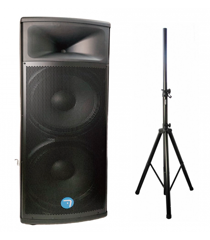 SV215APRO-TWS-ASP  ALTAVOZ ACTIVO 2x15" 1000W RMS  BLUETOOTH TWS + TRÍPODE