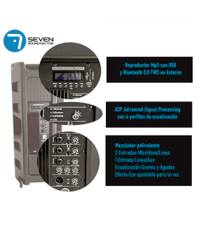 SV215APRO-TWS-ASP  ALTAVOZ ACTIVO 2x15" 1000W RMS  BLUETOOTH TWS + TRÍPODE