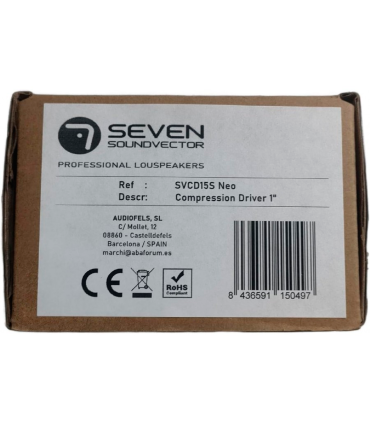 SVCD15S NEO DRIVER DE COMPRESIÓN 1" TWEETER MOTOR DE AGUDOS DIAFRAGMA POLIIMIDA 38mm